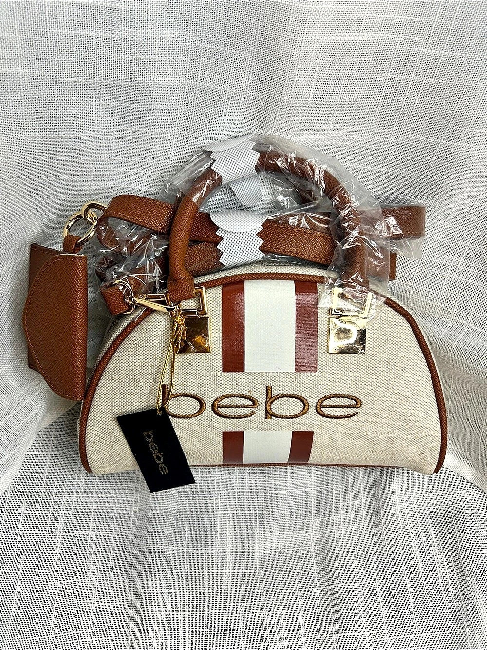 bebe Color Block Satchel in Brown & White NWT